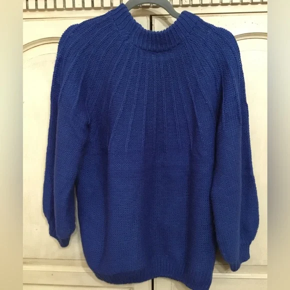 Umgee Women’s Cobalt Blue Oversized Balloon Sleeve Sweater Size S NWOT - Picture 3 of 6